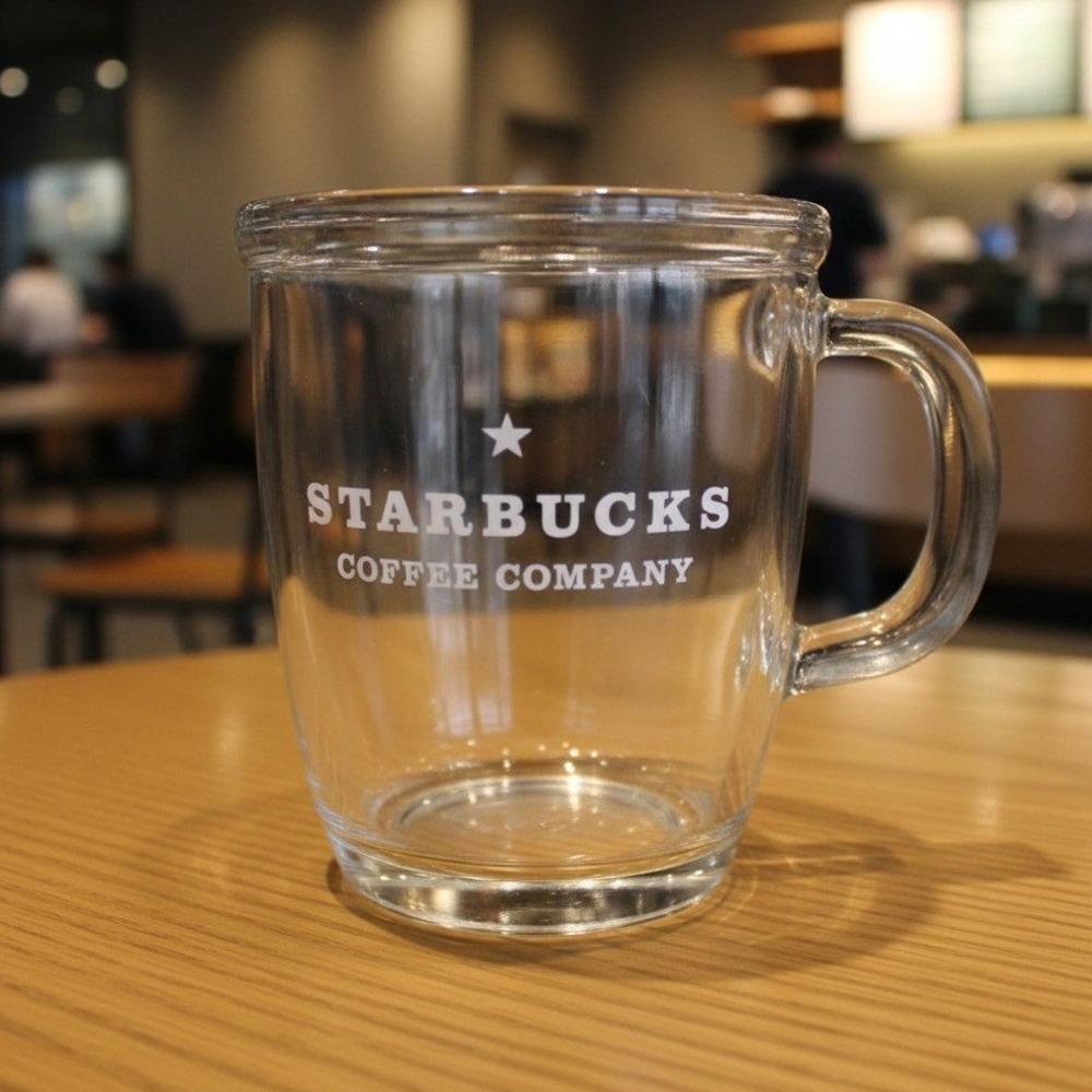 Starbucks Vintage 2001 Starbuck large Coffee Tea Mug Clear Star logo White Print